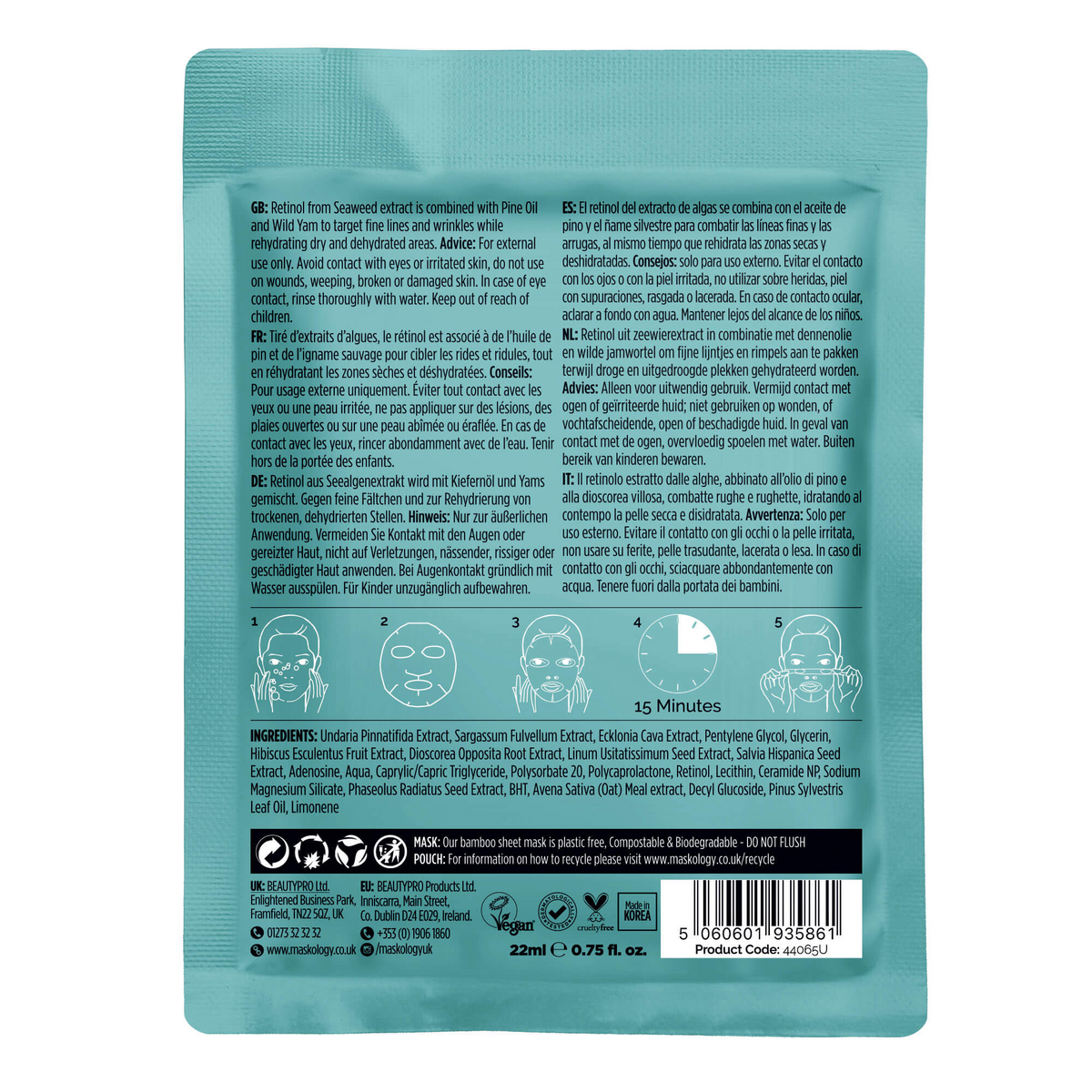 Maskology Retinol Professional Facial Sheet Mask – Barber Bazaar