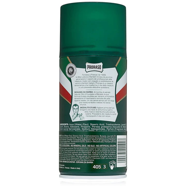 Proraso Eucalyptus & Menthol Shaving Foam - 300ml