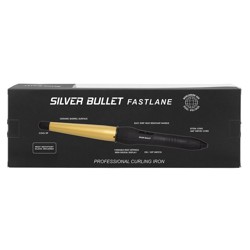 Silver Bullet Fastlane Large Ceramic Conical Curling Iron - Gold