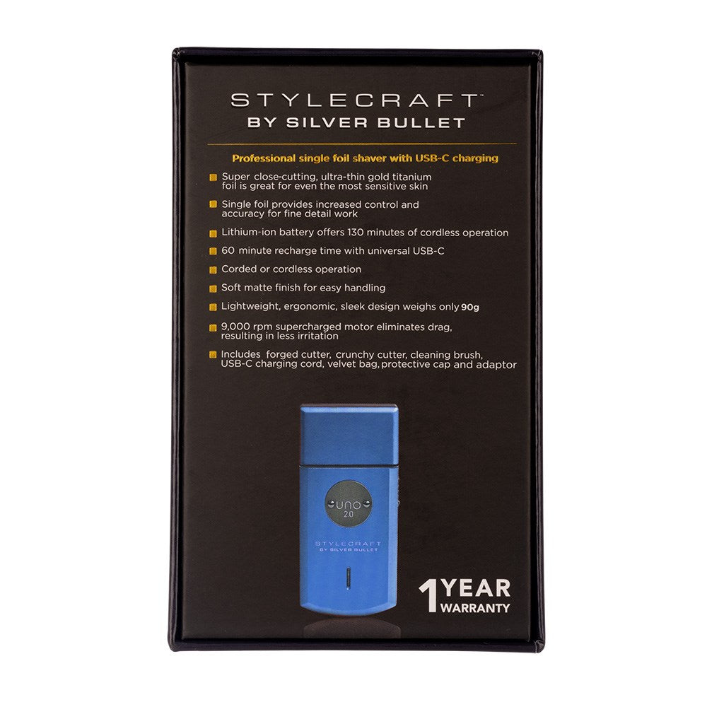 Stylecraft By Silver Bullet UNO 2.0 Shaver - Blue