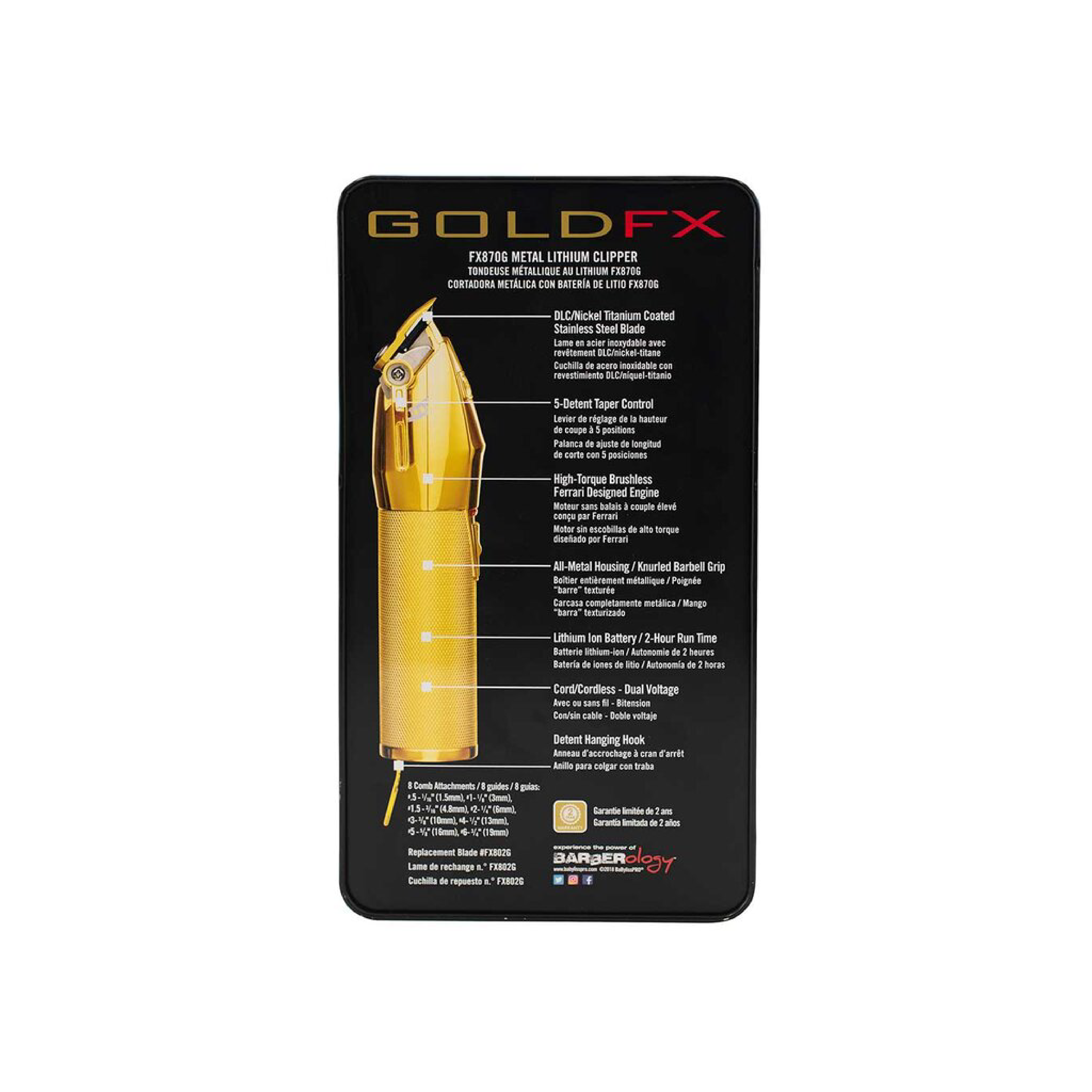 Babyliss Pro GoldFX Cordless Lithium Gold Hair Clipper - FX870GA