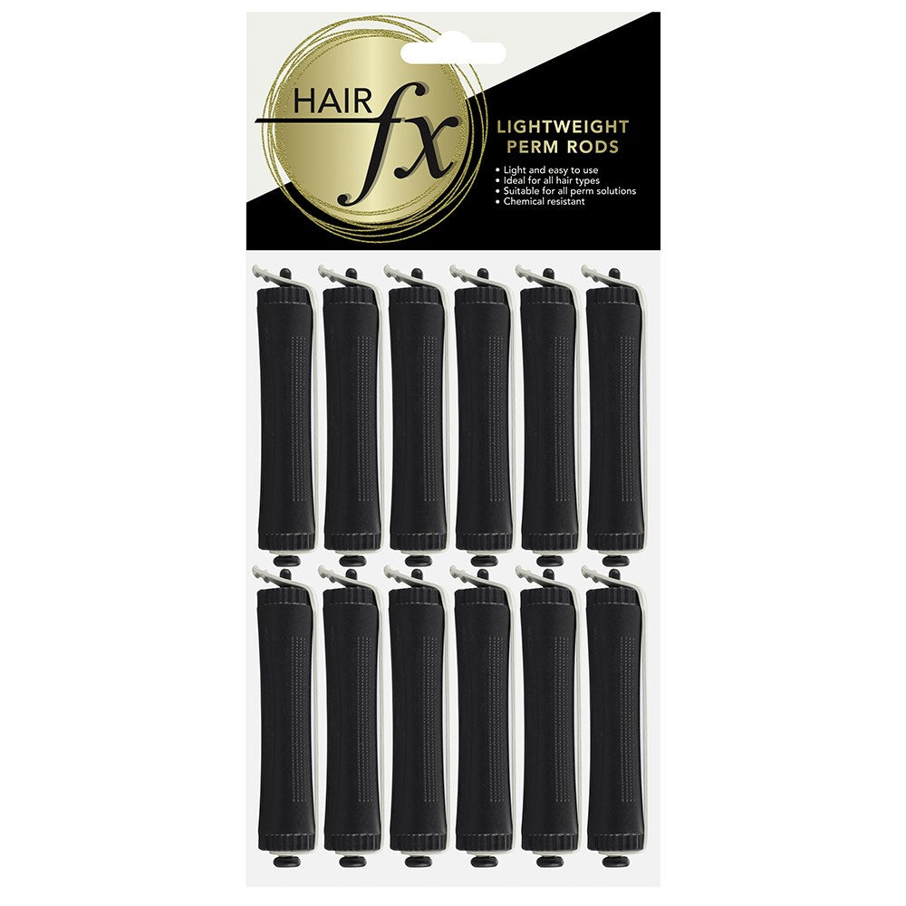 Hair FX Lightweight Black Jumbo Perm Rods - 12 Pack