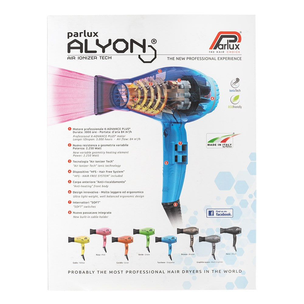 Parlux Alyon Air Ionizer Tech Hairdryer - Blue