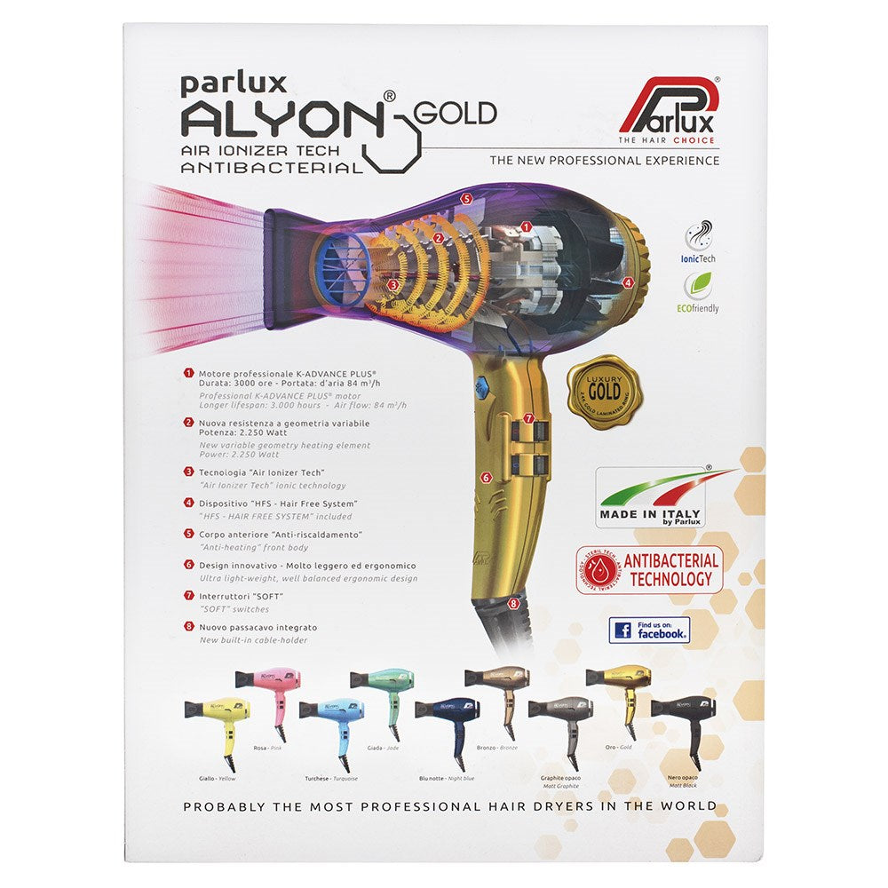 Parlux Alyon Air Ionizer Tech Hairdryer - Gold