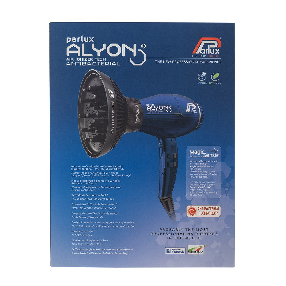 Parlux Alyon Air Ionizer Tech Hairdryer & Diffuser - Midnight Blue – Barber  Bazaar